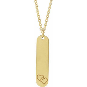 14K Rose Gold Engravable Footprints Necklace 22.4x5 mm