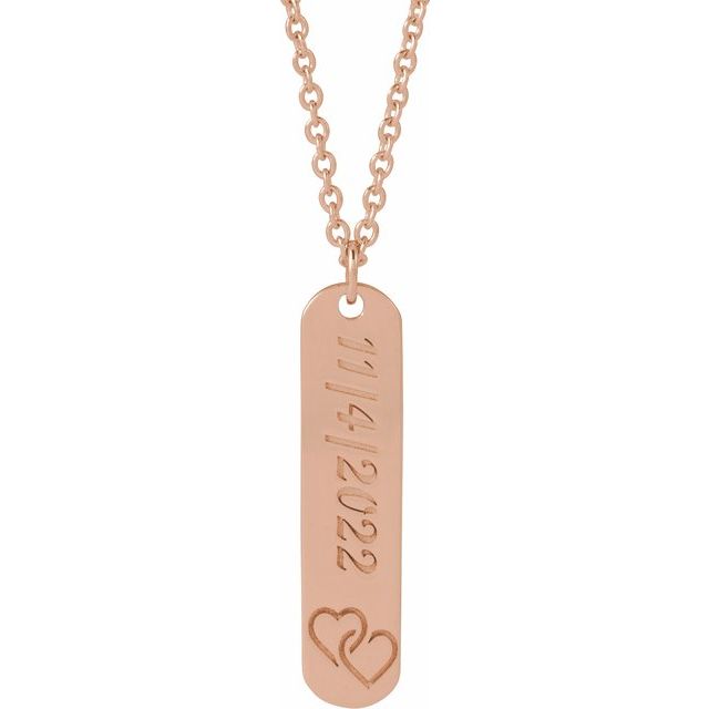 14K Rose Gold Engravable Footprints Necklace 22.4x5 mm