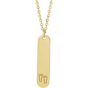 14K Rose Gold Engravable Footprints Necklace 22.4x5 mm
