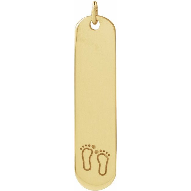 14K Gold Footprint Engravable Pendant