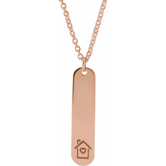 14K Rose Gold Engravable Footprints Necklace 22.4x5 mm