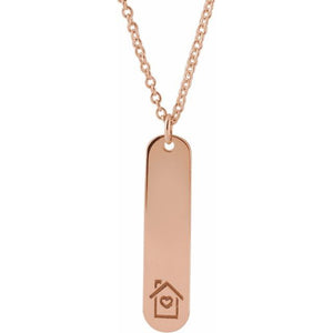 14K Rose Gold Engravable Footprints Necklace 22.4x5 mm