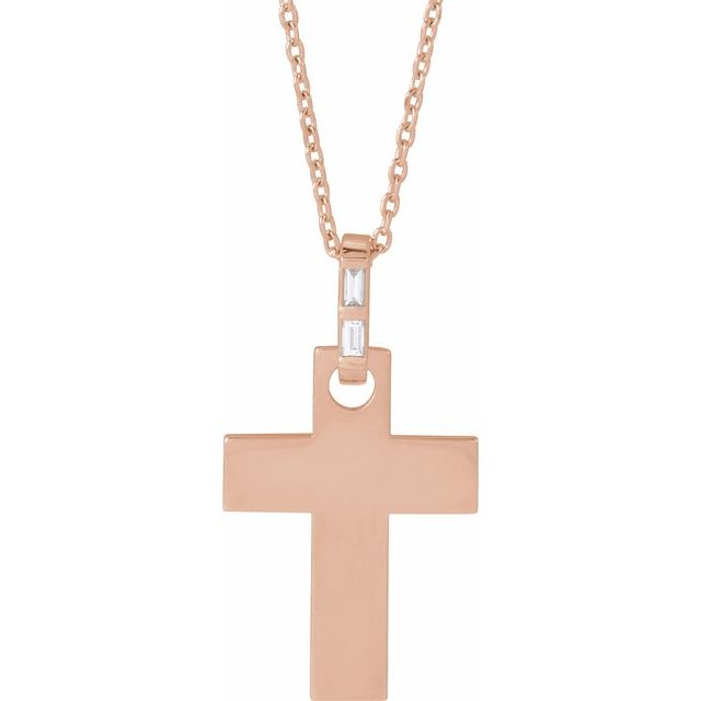 Sterling Silver Natural Diamond Cross Necklace