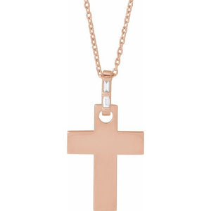 Sterling Silver Natural Diamond Cross Necklace