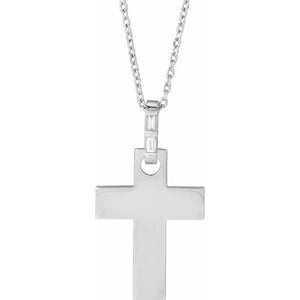 Sterling Silver Natural Diamond Cross Necklace