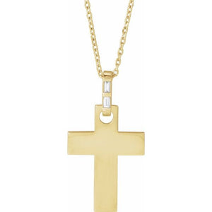 Sterling Silver Natural Diamond Cross Necklace