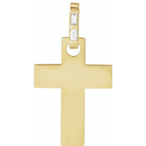 Sterling Silver Natural Diamond Cross Necklace