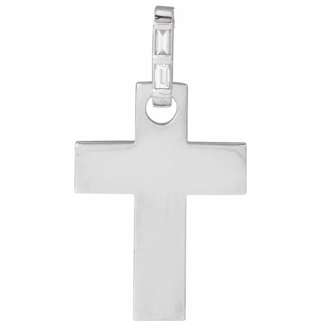 Sterling Silver Natural Diamond Cross Necklace
