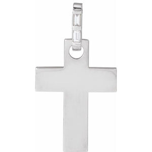 Sterling Silver Natural Diamond Cross Necklace