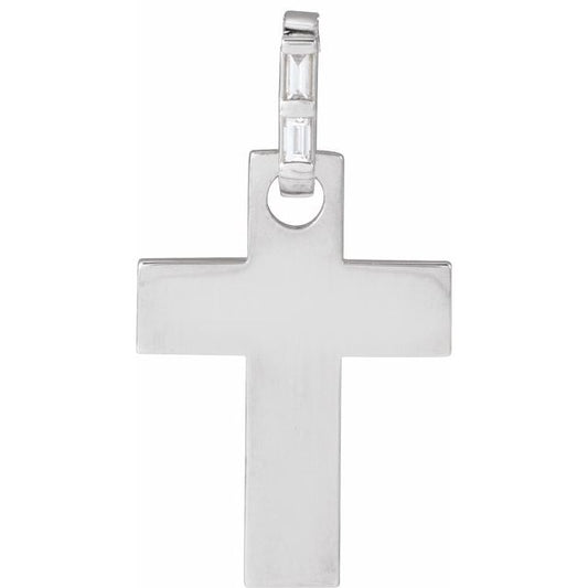 0.03 CTW Natural Diamond Cross Pendant in 14K Gold, Silver & Platinum
