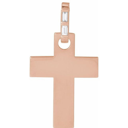 0.03 CTW Natural Diamond Cross Pendant in 14K Gold, Silver & Platinum