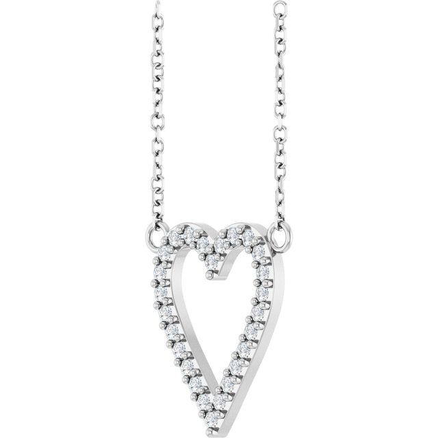 Platinum 1/4 CTW Natural Diamond Heart Necklace - Elegant Design