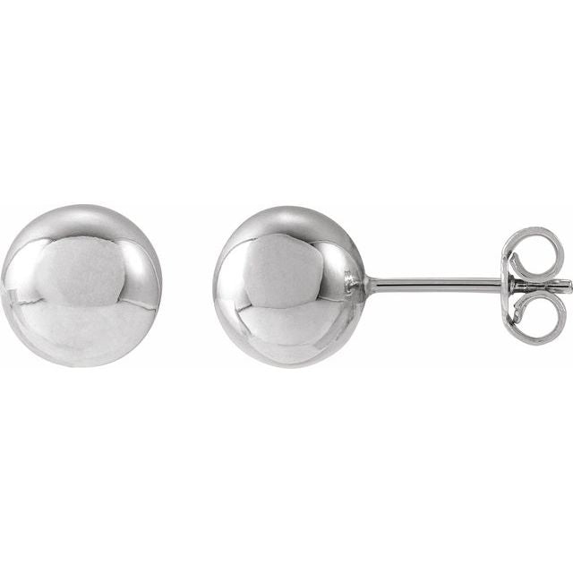 Polished 8mm Ball Earrings in 14K Gold with Friction Backs
