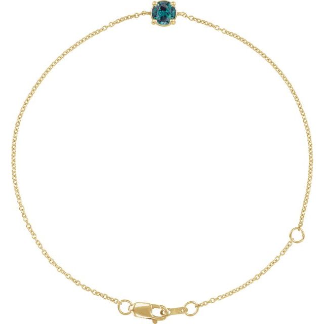 14K Gold Natural Emerald Solitaire Bracelet - Options Available
