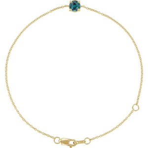 14K Gold Natural Emerald Solitaire Bracelet - Options Available