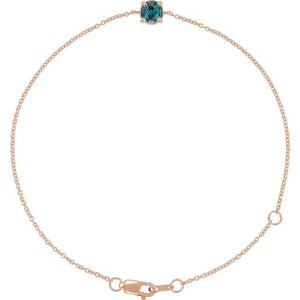 14K Gold Natural Emerald Solitaire Bracelet - Options Available