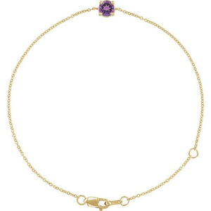 14K Gold Natural Emerald Solitaire Bracelet - Options Available