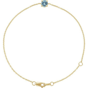 14K Gold Natural Emerald Solitaire Bracelet - Options Available