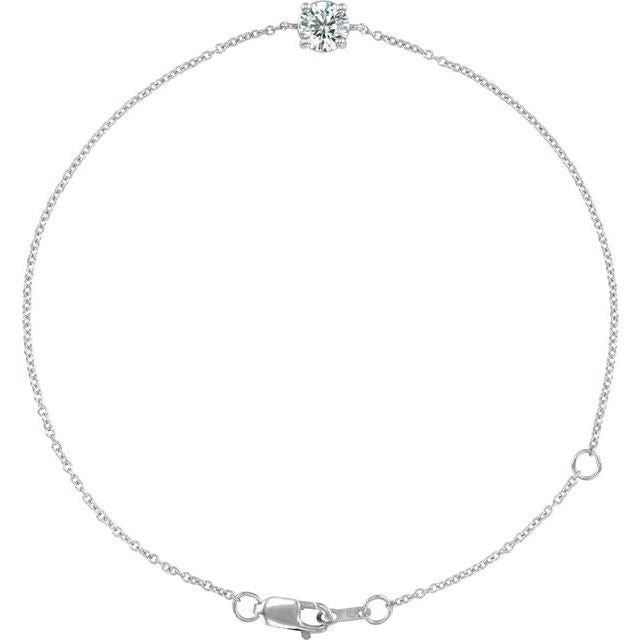 1/5 CTW Natural Diamond Solitaire Bracelet in 14K Gold & Silver
