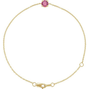 14K Gold Natural Emerald Solitaire Bracelet - Options Available