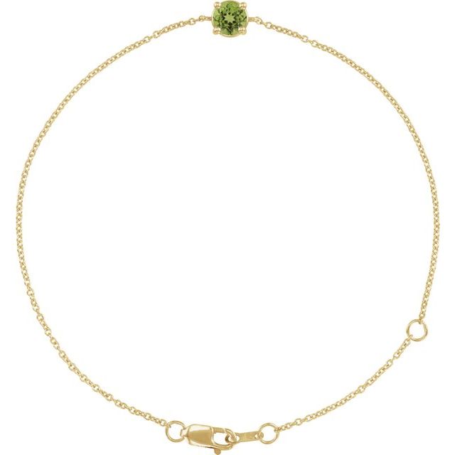 14K Gold Natural Emerald Solitaire Bracelet - Options Available