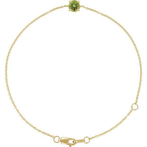 14K Gold Natural Emerald Solitaire Bracelet - Options Available