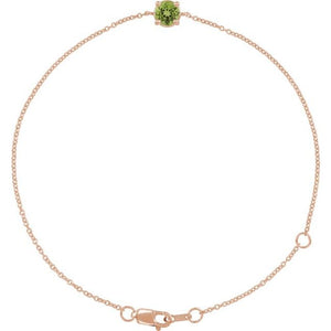 14K Gold Natural Emerald Solitaire Bracelet - Options Available