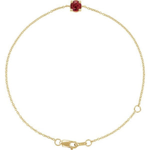 14K Gold Natural Emerald Solitaire Bracelet - Options Available