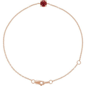 14K Gold Natural Emerald Solitaire Bracelet - Options Available