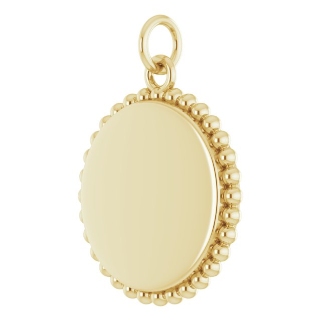 Engravable 14K White Gold Beaded Disc Pendant - Polished Finish