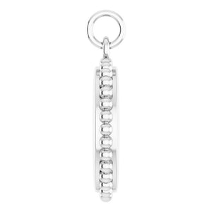 Engravable 14K White Gold Beaded Disc Pendant - Polished Finish