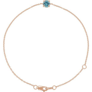 14K Gold Natural Emerald Solitaire Bracelet - Options Available