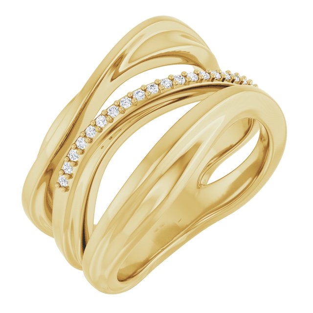 0.07 CTW Natural Diamond Freeform Ring Crafted in 14K Gold & Silver