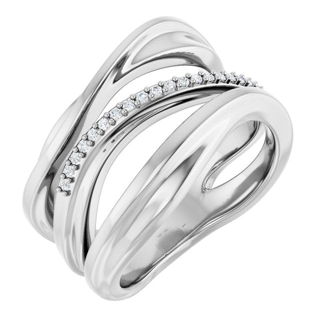 14K Gold, Sterling Silver & Platinum Natural Diamond Freeform Ring - Options Available