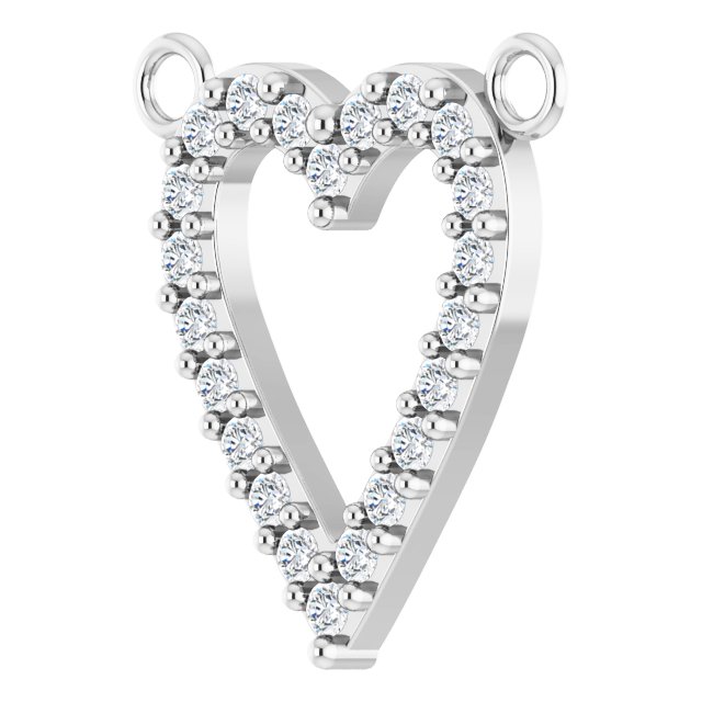 14K White Gold Heart Necklace Center with 1/6 CTW Natural Diamonds