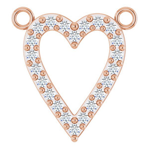 14K White Gold Heart Necklace Center with 1/6 CTW Natural Diamonds