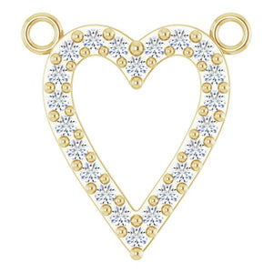 14K White Gold Heart Necklace Center with 1/6 CTW Natural Diamonds