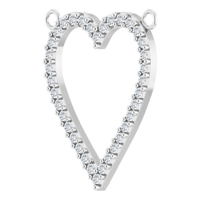 14K White Gold Heart Necklace Center with 1/6 CTW Natural Diamonds