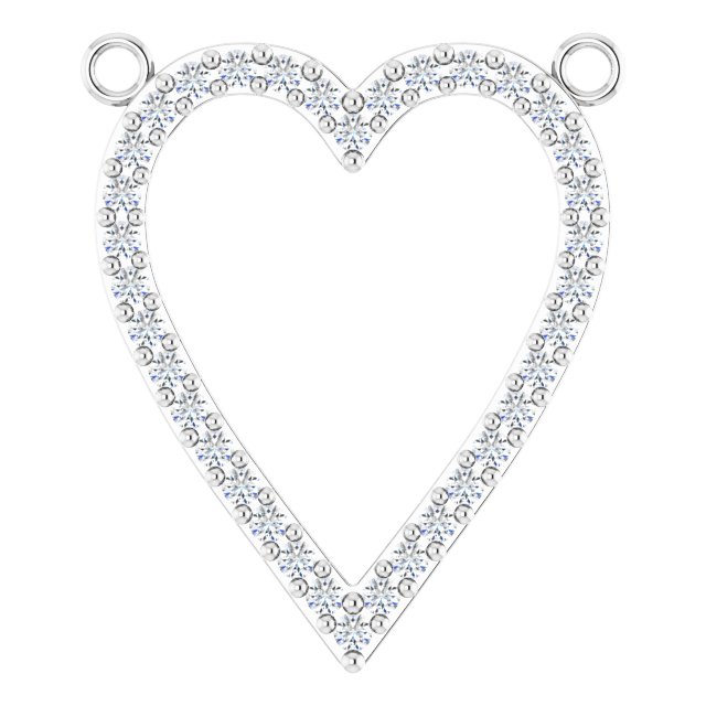 14K White Gold Heart Necklace Center with 1/6 CTW Natural Diamonds