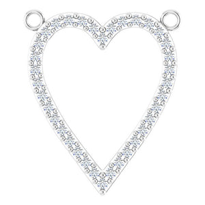 14K White Gold Heart Necklace Center with 1/6 CTW Natural Diamonds