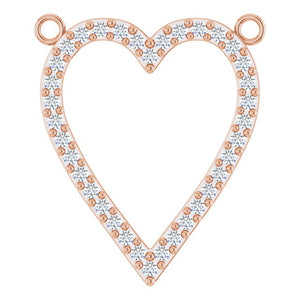 14K White Gold Heart Necklace Center with 1/6 CTW Natural Diamonds
