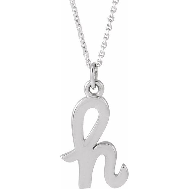 14K White Gold 12.45x6.75 mm Petite Initial B Necklace