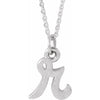 14K White Gold 12.45x6.75 mm Petite Initial B Necklace