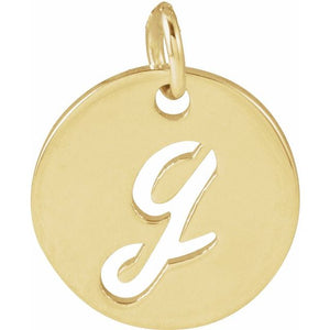 14K Gold Script Initial Pendant