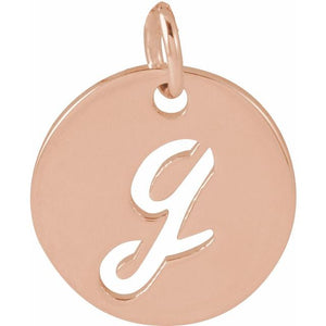 14K Gold Script Initial Pendant