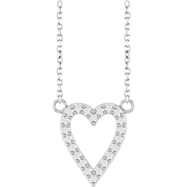 Platinum 1/4 CTW Natural Diamond Heart Necklace - Elegant Design