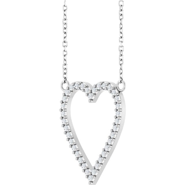 Platinum 1/4 CTW Natural Diamond Heart Necklace - Elegant Design