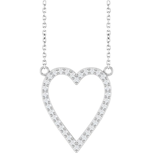 Platinum 1/4 CTW Natural Diamond Heart Necklace - Elegant Design