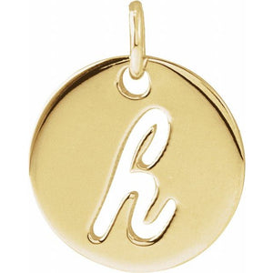 14K Gold Script Initial Pendant