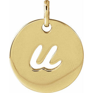 14K Gold Script Initial Pendant